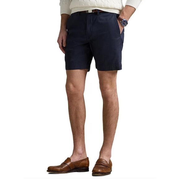 Polo Ralph Lauren Shorts Size 35 Stretch Classic Fit Navy Blue 9" Inseam Preppy - Picture 1 of 10